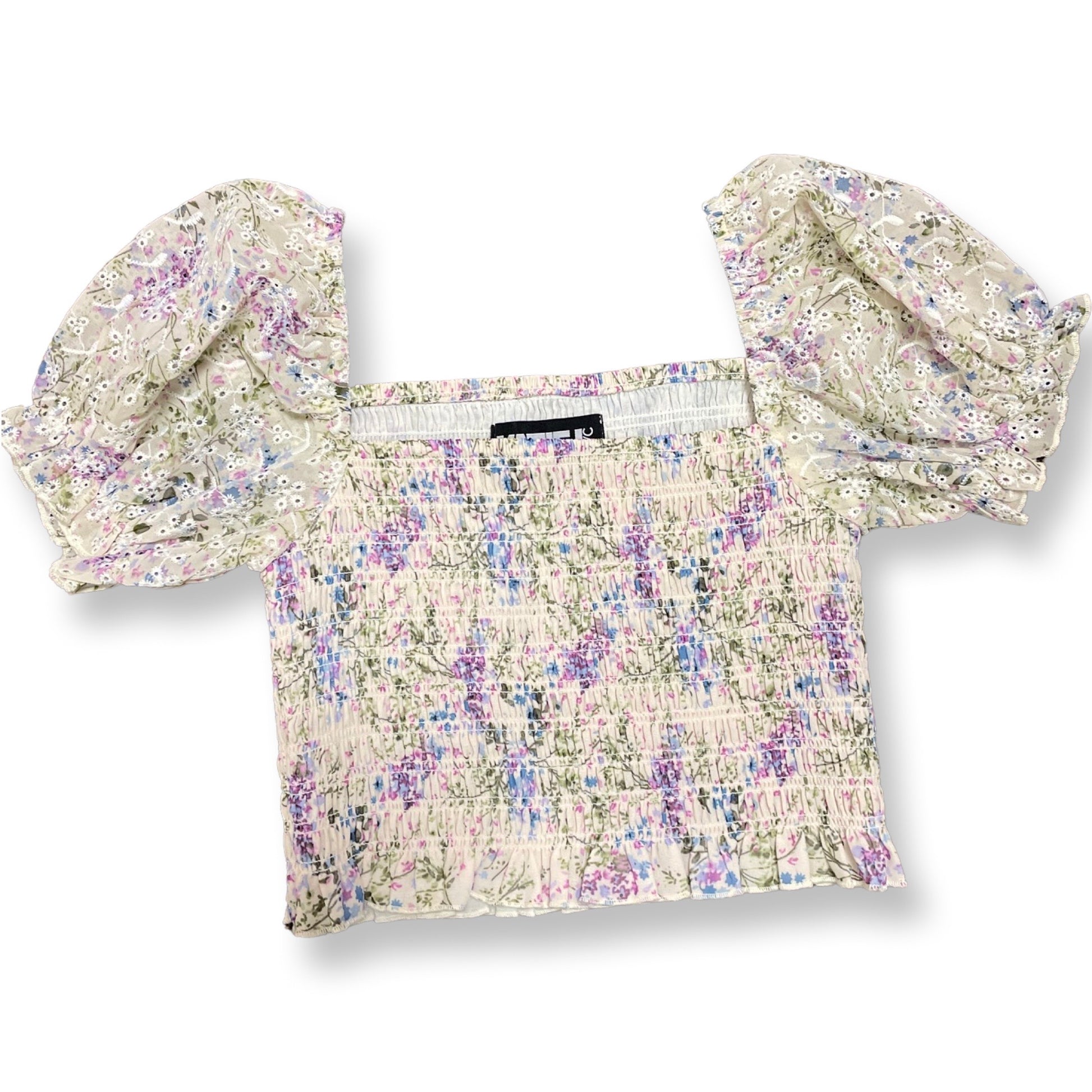 KatieJ NYC Tween Marlee Top in Neutral Floral blouse