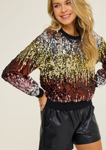  Black Multi Sequin Ombre Sweater - [product_category], Minx Boutique-Southbury