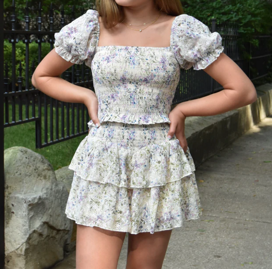 KatieJ NYC Tween Brooke Skirt Neutral Floral - [product_category], Minx Boutique-Southbury
