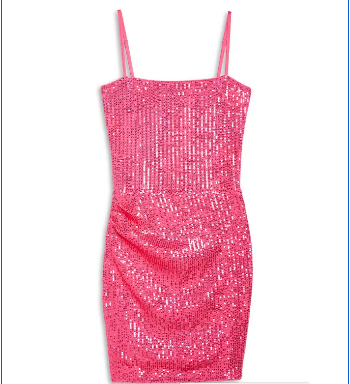 KatieJ NYC Juniors Gold + Fuchsia Sequin Mini Dress Dress