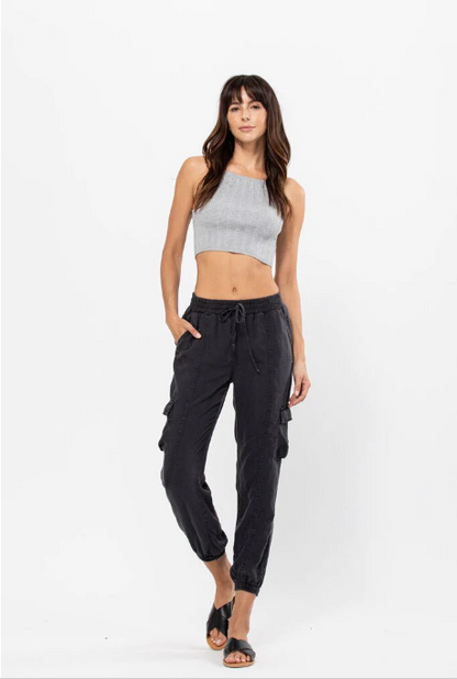 High Rise Cargo Pants Dark Grey Small Pants