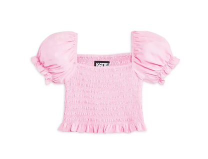 KatieJ NYC Juniors Pink Rushed Crop Top Top