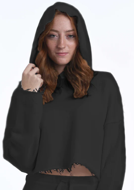 KatieJ NYC Juniors Black Cropped Hoodie Clothing