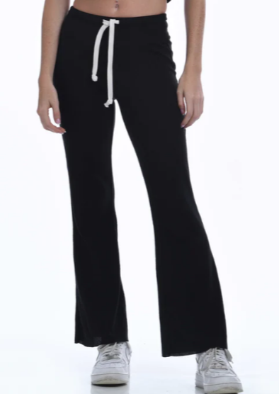 KatieJ NYC Juniors Black Kerry Flare Raw Edge Sweatpants Sweat Pant