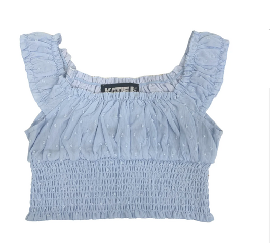 KatieJ NYC Juniors Bailee Crop Top in Baby Blue Top