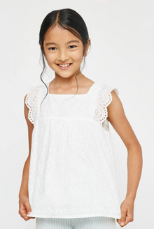  Hayden Girls White Lace Shoulder Eyelet Peplum Top - [product_category], Minx Boutique-Southbury