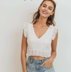 Women's White Ruffle Eyelet Crop Top - [product_category], Minx Boutique-Southbury