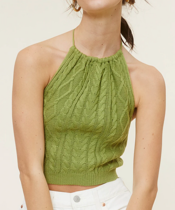 Cable Knit Sleeveless Cropped Halter Top - [product_category], Minx Boutique-Southbury