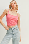 Hot Pink Twist Back Cropped Tank Top - [product_category], Minx Boutique-Southbury