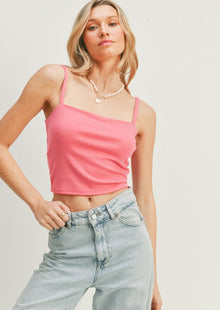  Hot Pink Twist Back Cropped Tank Top - [product_category], Minx Boutique-Southbury