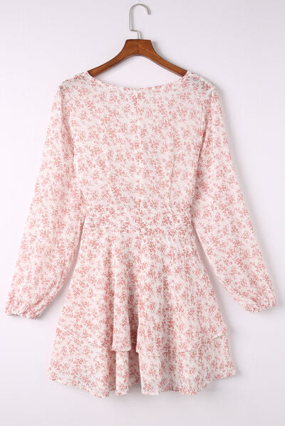 Floral Surplice Balloon Sleeve Layered Dress - [product_category], Minx Boutique-Southbury