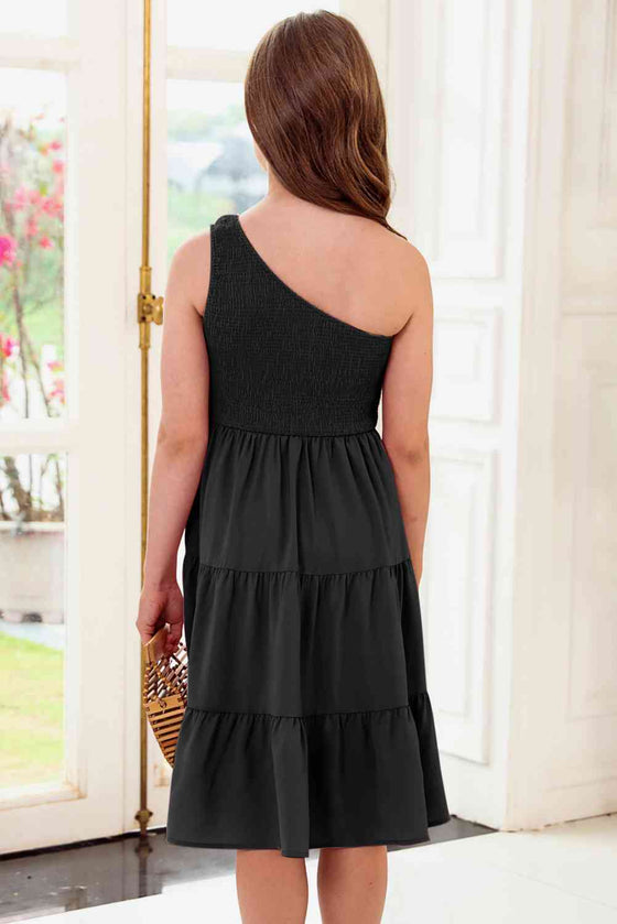 One-Shoulder Sleeveless Tiered Dress - [product_category], Minx Boutique-Southbury