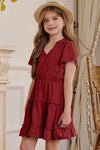 Girls Frilled Notched Neck Puff Sleeve Dress - [product_category], Minx Boutique-Southbury