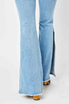 Judy Blue Full Size Mid Rise Raw Hem Slit Flare Jeans - [product_category], Minx Boutique-Southbury