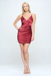 Satin Surplice Ruched Dress - [product_category], Minx Boutique-Southbury