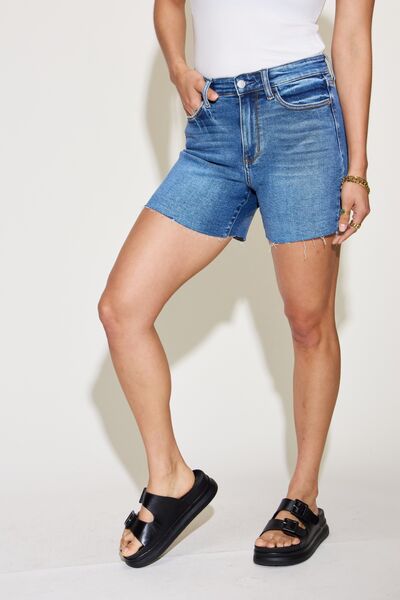Judy Blue Full Size High Waist Slim Denim Shorts - [product_category], Minx Boutique-Southbury