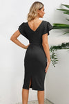 Ruffled Slit Surplice Cap Sleeve Dress - [product_category], Minx Boutique-Southbury