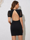 Black Backless Round Neck Short Sleeve Dress - [product_category], Minx Boutique-Southbury