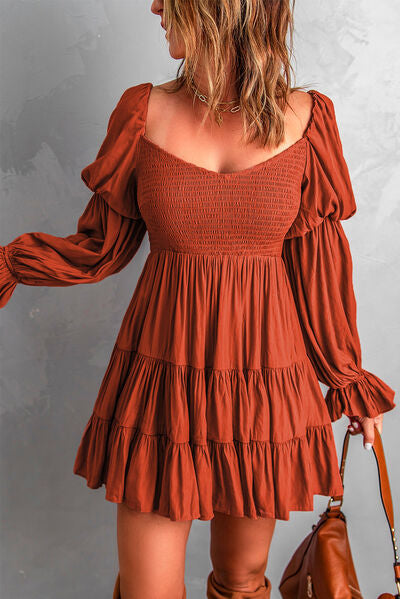 Smocked Off-Shoulder Tiered Mini Dress - [product_category], Minx Boutique-Southbury