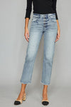 Kancan High Waist Button Fly Raw Hem Cropped Straight Jeans - [product_category], Minx Boutique-Southbury