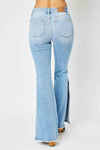 Judy Blue Full Size Mid Rise Raw Hem Slit Flare Jeans - [product_category], Minx Boutique-Southbury