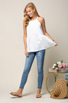 White Flowy Cut Out Back Tank - [product_category], Minx Boutique-Southbury