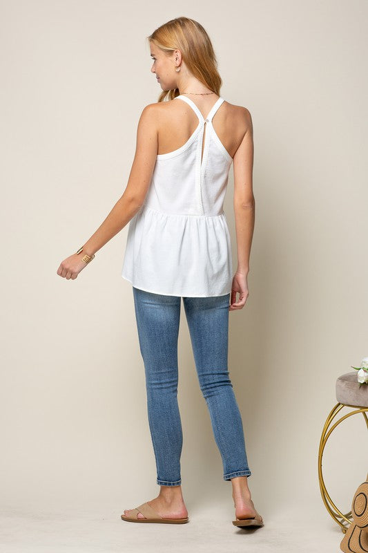 White Flowy Cut Out Back Tank - [product_category], Minx Boutique-Southbury
