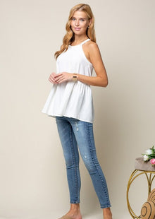  White Flowy Cut Out Back Tank - [product_category], Minx Boutique-Southbury