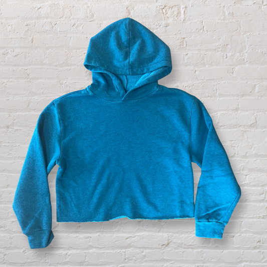 Tractr Girl Blue Knit Crop Hoodie