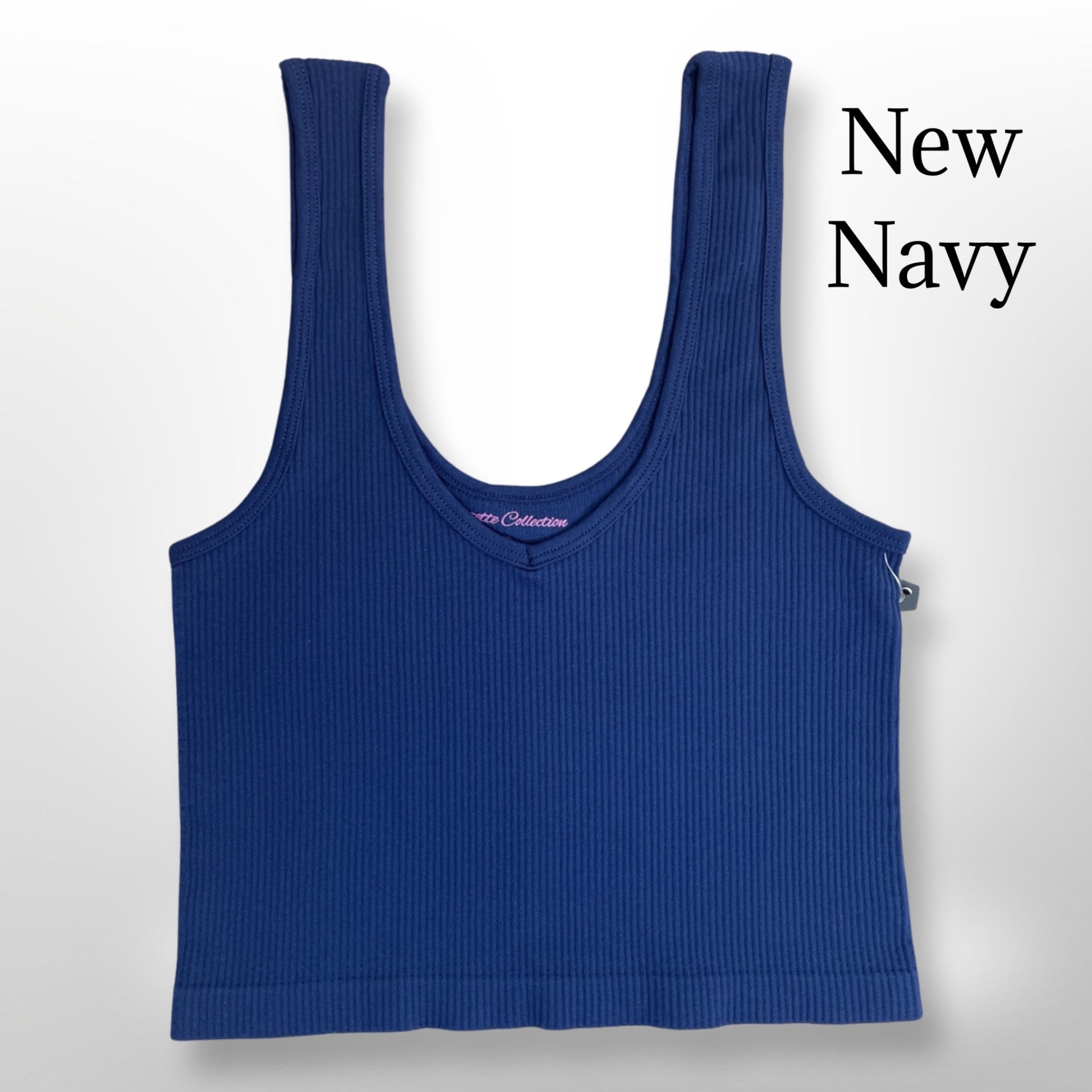 V-neck Ribbed Cropped Tank Brami New Navy Clothing