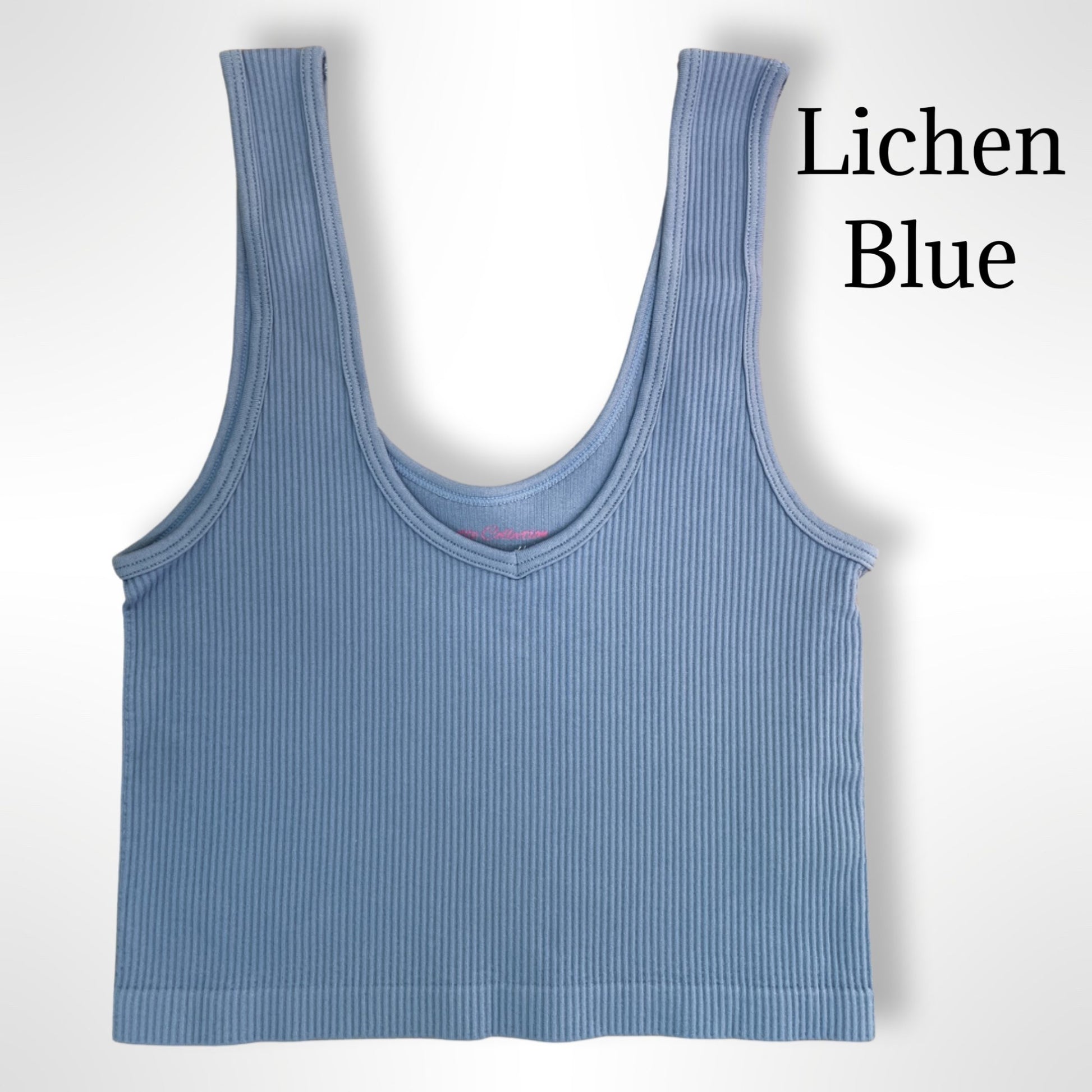 V-neck Ribbed Cropped Tank Brami Lichen Blue Clothing