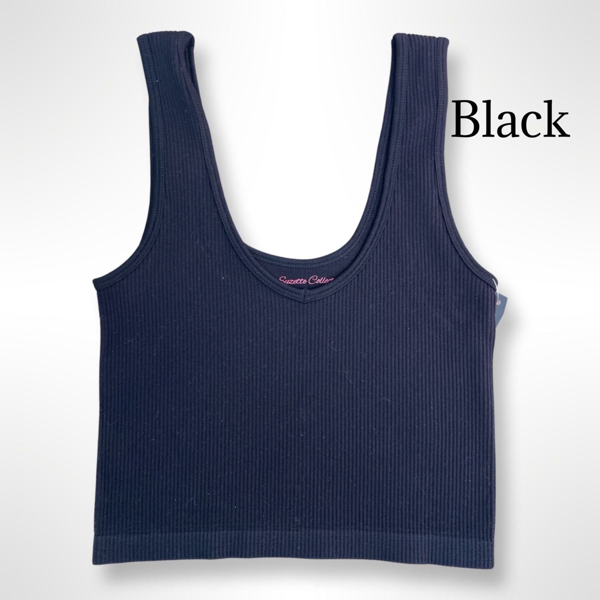 V-neck Ribbed Cropped Tank Brami Black Clothing