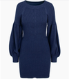 Marine Blue Mellie Ribbed Puff Sleeve Sweater Dress - [product_category], Minx Boutique-Southbury